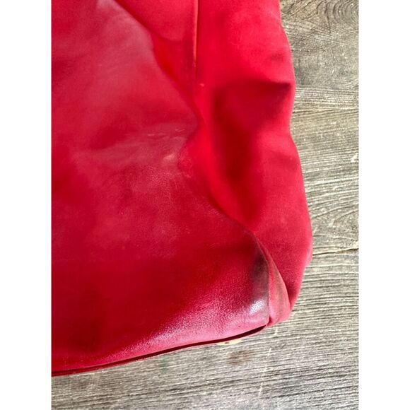 Saint Laurent Paris Red Leather & Suede Reversible tote bag with pouch - Authent - Picture 10 of 15